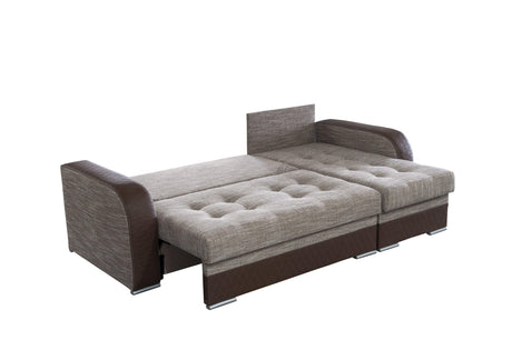 ECKSOFA BETT SAM BROWN BERLIN 03 / W55 236CM 2X STAURAUM universal RECHTE/LINKE ECKE / BONELLFEDERN + SCHAUMSTOFF