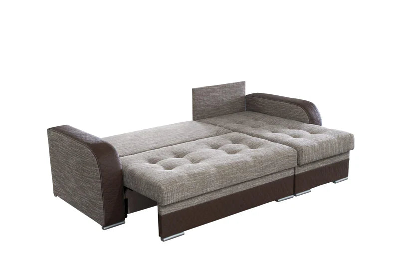 ECKSOFA BETT SAM BROWN MONOLITH FLECKSCHUTZ STOFF 236CM 2X STAURAUM UNIVERSAL RECHTE/LINKE ECKE / BONELLFEDERN + SCHAUMSTOFF