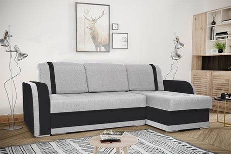 ECKSOFA BETT DINA 236CM 2X STAURAUM FARBAUSWAHL UNIVERSALE ECKE RECHTS/LINKS ECKE / BONELLFEDERN + SCHAUMSTOFF