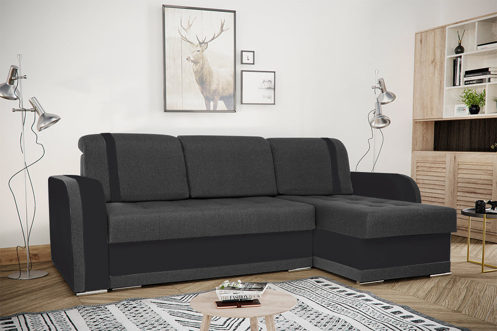 ECKSOFA BETT DINA 236CM 2X STAURAUM INARI 96 / 1114 UNIVERSALE ECKE RECHTS/LINKS ECKE / BONELLFEDERN + SCHAUMSTOFF