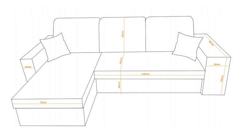 ECKSOFA BETT ARRO 255CM 2X STAURAUM UNIVERSALE ECKE RECHTS/LINKS ECKE / BONELLFEDERN + SCHAUMSTOFF