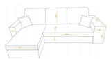 ECKSOFA BETT ARRO 255CM 2X STAURAUM UNIVERSALE ECKE RECHTS/LINKS ECKE / BONELLFEDERN + SCHAUMSTOFF