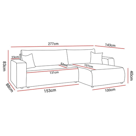 ECKSOFA BETT TOREZIO XL 277CM FEDERN + SCHAUMSTOFF