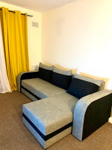 ECKSOFA BETT ALEXA GRAU / SCHWARZ 238cm universal RECHTE/LINKE ECKE / SCHAUM