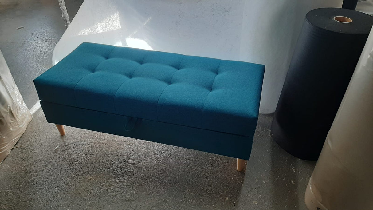 ECKSOFA BETT BRIAN 222CM + STAURAUM HOCKER / OTTOMANE MALMO 95 UNIVERSAL RECHTE/LINKE ECKE / BONELL FEDERN + SCHAUMSTOFF