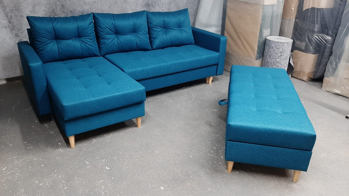 ECKSOFA BETT BRIAN 2X STAURAUM MALMÖ 85 222x140cm universal RECHTE/LINKE ECKE / BONELLFEDERN + SCHAUMSTOFF