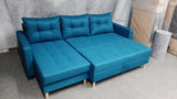 ECKSOFA BETT BRIAN 222CM + STAURAUM HOCKER / OTTOMANE MALMO 95 UNIVERSAL RECHTE/LINKE ECKE / BONELL FEDERN + SCHAUMSTOFF