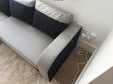 ECKSOFA BETT ALEXA GRAU / SCHWARZ 238cm universal RECHTE/LINKE ECKE / SCHAUM