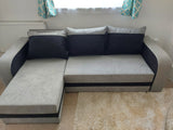 ECKSOFA BETT ALEXA GRAU / SCHWARZ 238cm universal RECHTE/LINKE ECKE / SCHAUM