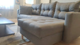 ECKSOFA BETT BRIAN 2X STAURAUM MALMO 95 222x140cm universal RECHTE/LINKE ECKE / BONELLFEDERN + SCHAUMSTOFF