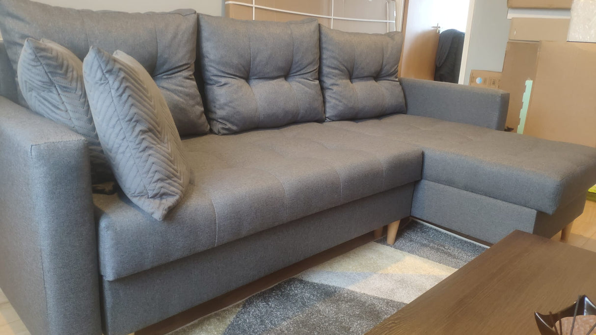 ECKSOFA BETT BRIAN 2X STAURAUM MALMO 95 222x140cm universal RECHTE/LINKE ECKE / BONELLFEDERN + SCHAUMSTOFF