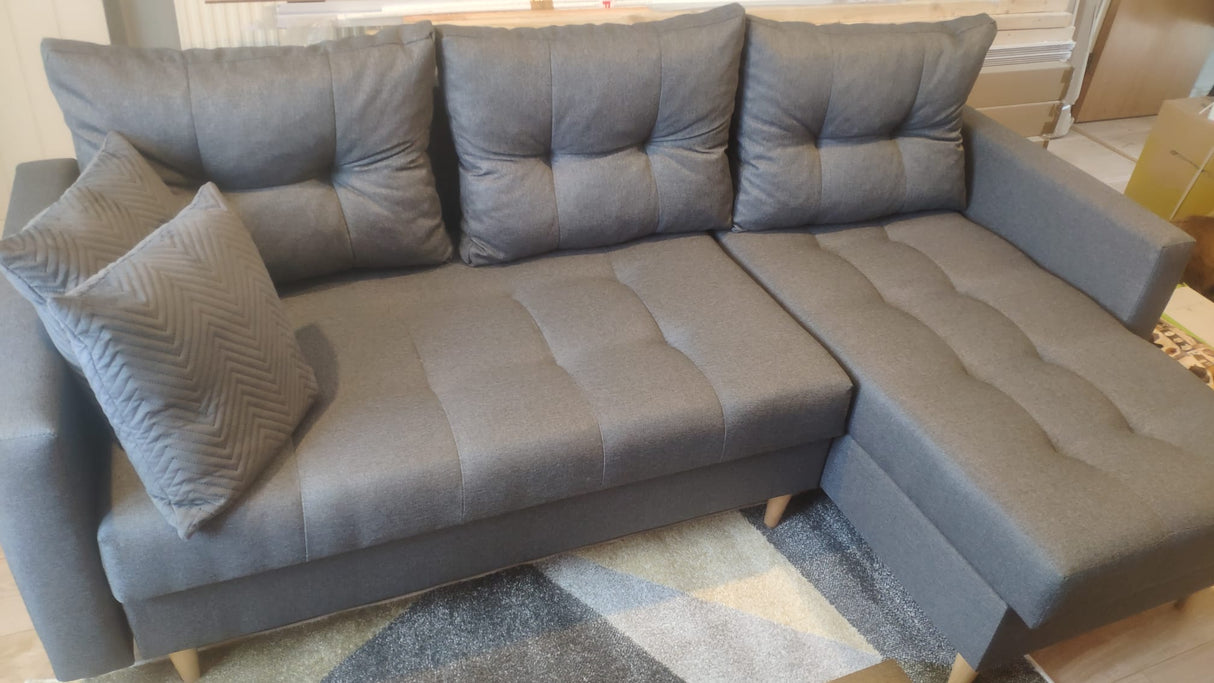 ECKSOFA BETT BRIAN 2X STAURAUM MALMO 95 222x140cm universal RECHTE/LINKE ECKE / BONELLFEDERN + SCHAUMSTOFF