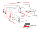 UNIVERSAL CORNER SOFA BED ASTEE 235CM ASTI23 EASY CLEAN FABRIC ADJUSTABLE HEADREST / SPRINGS + FOAM