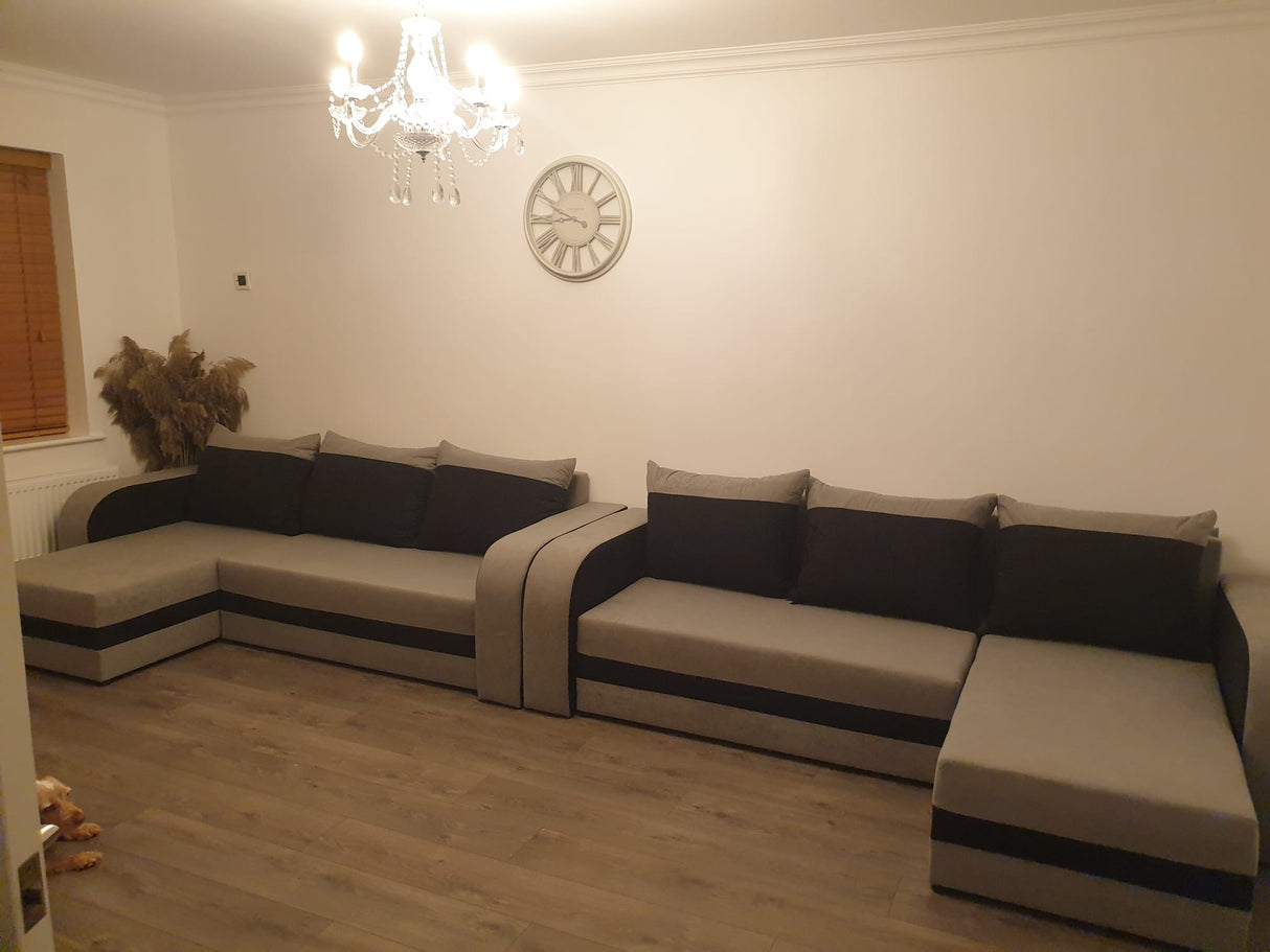 ECKSOFA BETT ALEXA GRAU / SCHWARZ 238cm universal RECHTE/LINKE ECKE / SCHAUM
