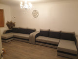 ECKSOFA BETT ALEXA GRAU / SCHWARZ 238cm universal RECHTE/LINKE ECKE / SCHAUM