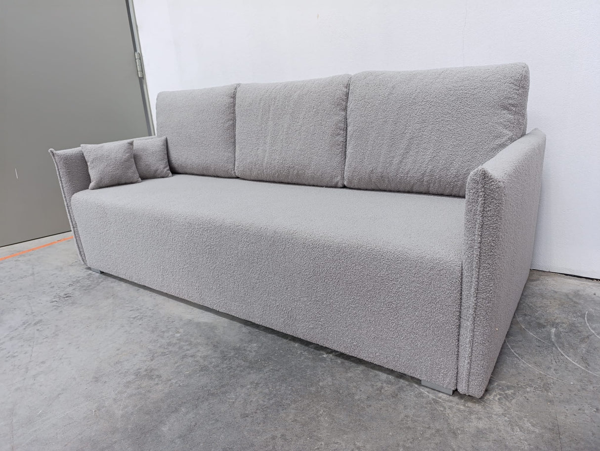 NIEUW! Slaapbank BIANCA 207CM BONELL VEREN + SCHUIM BOUCLE STOF / KLEURKEUZE