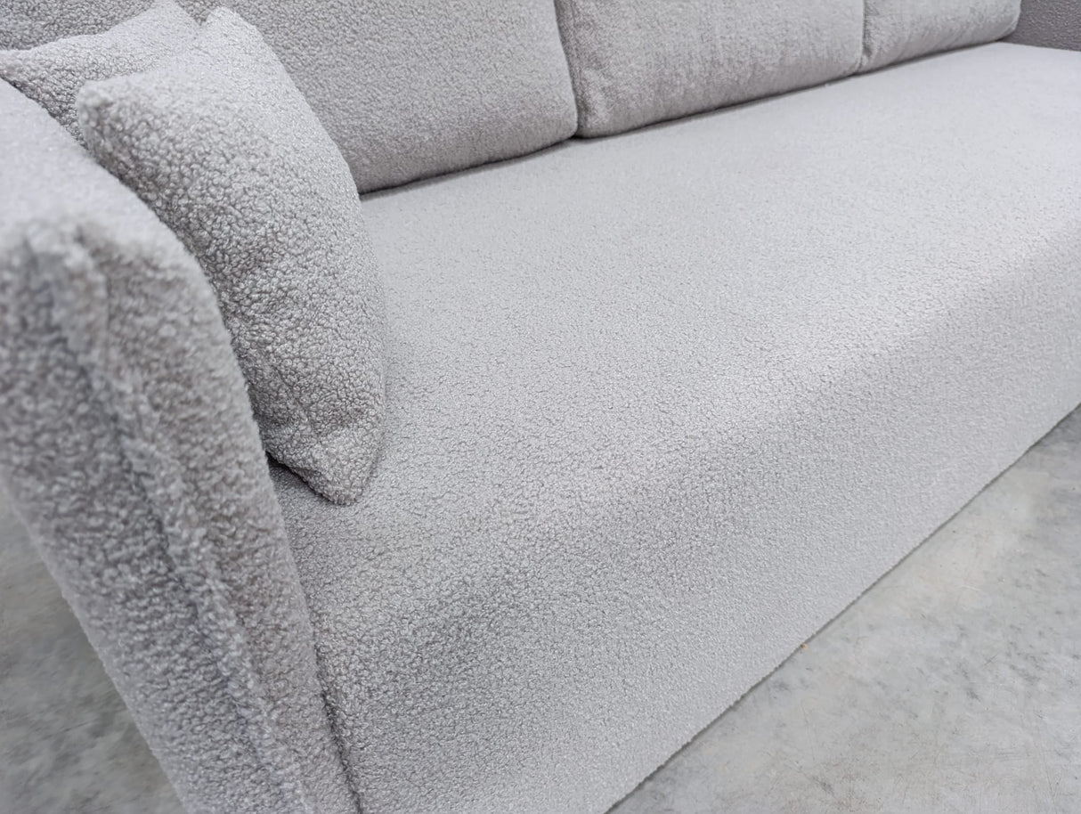 NIEUW! Slaapbank BIANCA 207CM BONELL VEREN + SCHUIM BOUCLE STOF / KLEURKEUZE