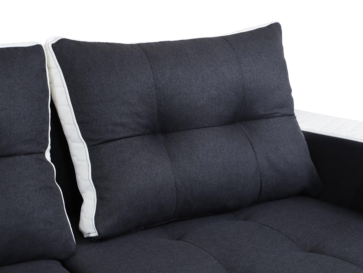 ECKSOFA BETT SAM GRAU / WEISS 236CM 2X STAURAUM UNIVERSAL RECHTE/LINKE ECKE / BONELLFEDERN + SCHAUMSTOFF