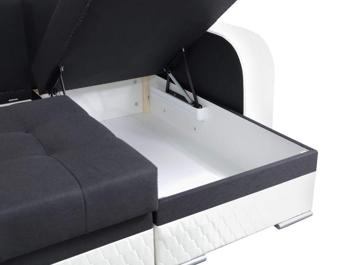 ECKSOFA BETT SAM BROWN BERLIN 03 / W55 236CM 2X STAURAUM universal RECHTE/LINKE ECKE / BONELLFEDERN + SCHAUMSTOFF