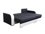 ECKSOFA BETT SAM GRAU / WEISS 236CM 2X STAURAUM UNIVERSAL RECHTE/LINKE ECKE / BONELLFEDERN + SCHAUMSTOFF