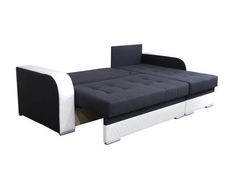 ECKSOFA BETT SAM GRAU / WEISS 236CM 2X STAURAUM UNIVERSAL RECHTE/LINKE ECKE / BONELLFEDERN + SCHAUMSTOFF