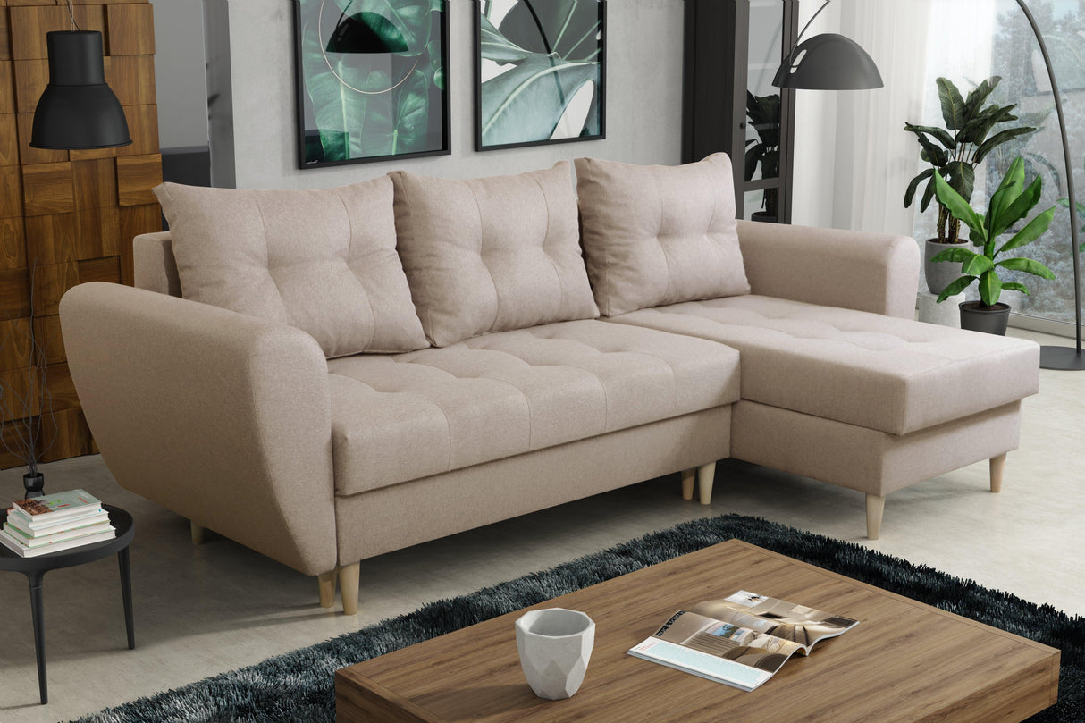 ECKSOFA BETT PALMO 2X STAURAUM MALMO 05 240cm universal RECHTE/LINKE ECKE / BONELLFEDERN + SCHAUMSTOFF
