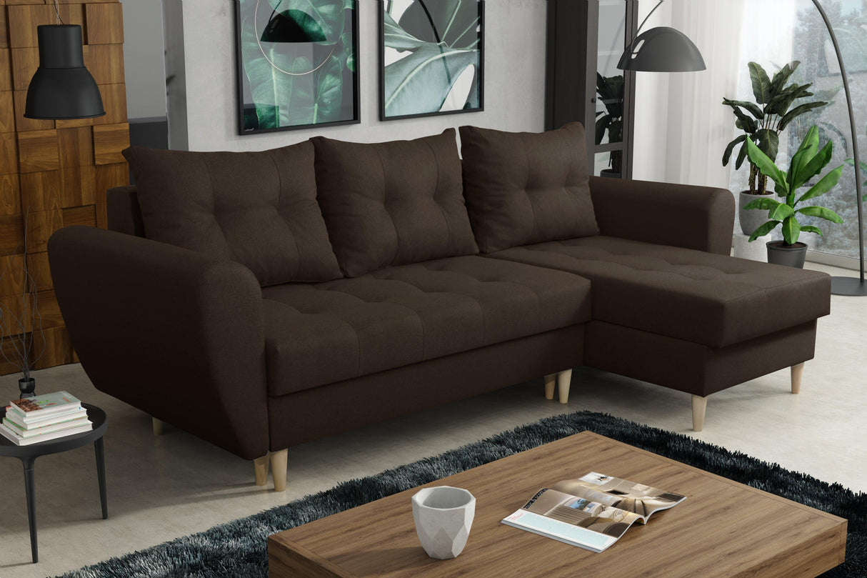 ECKSOFA BETT PALMO 2X STAURAUM BRAUN MALMÖ 28 240cm universal RECHTE/LINKE ECKE / BONELLFEDERN + SCHAUMSTOFF