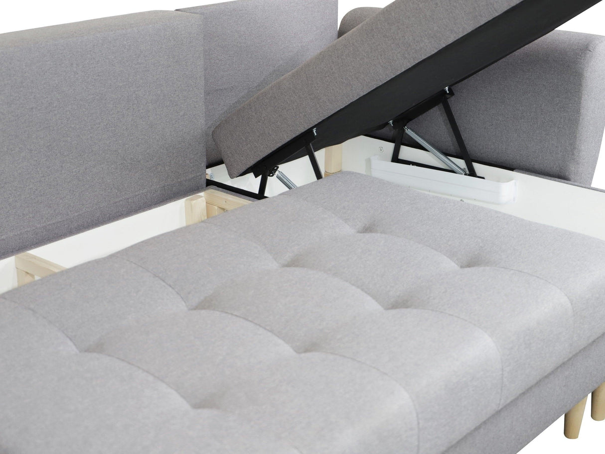 ECKSOFA BETT PALMO 2X STAURAUM GRÜN MALMÖ 37 240cm universal RECHTE/LINKE ECKE / BONELLFEDERN + SCHAUMSTOFF