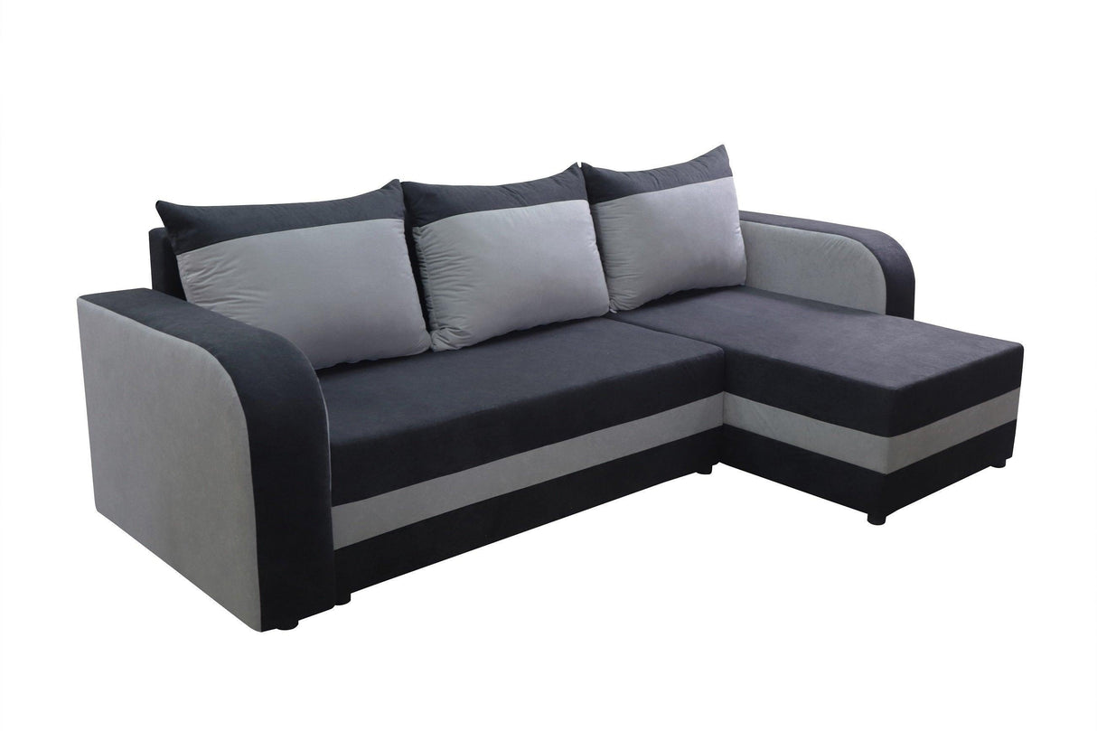 ECKSOFA BETT ALEXA SCHWARZ / ROT 238cm universal RECHTE/LINKE ECKE / SCHAUM