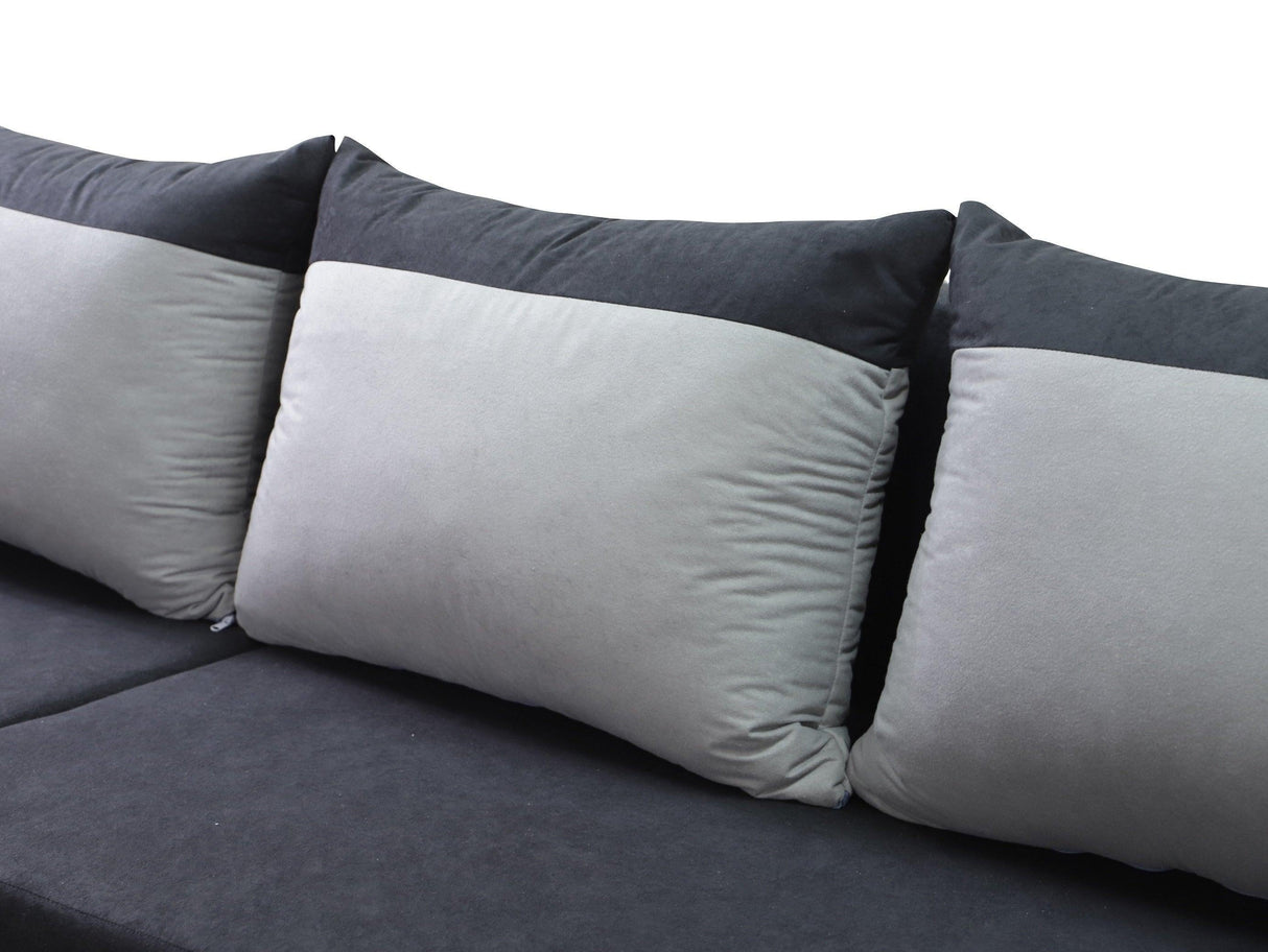 ECKSOFA BETT ALEXA ROT/SCHWARZ 238cm universal RECHTE/LINKE ECKE / SCHAUM
