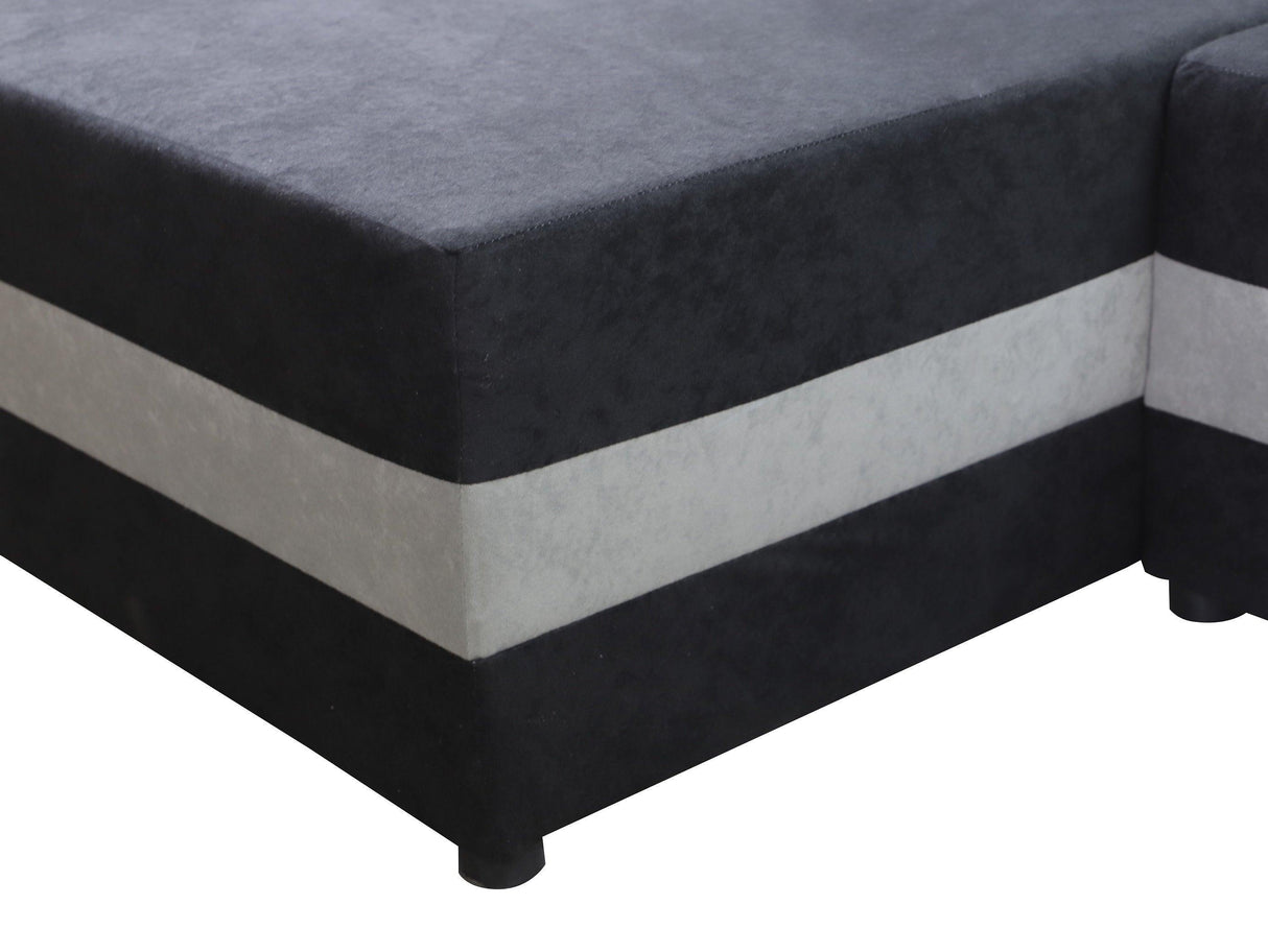 ECKSOFA BETT ALEXA ROT/SCHWARZ 238cm universal RECHTE/LINKE ECKE / SCHAUM