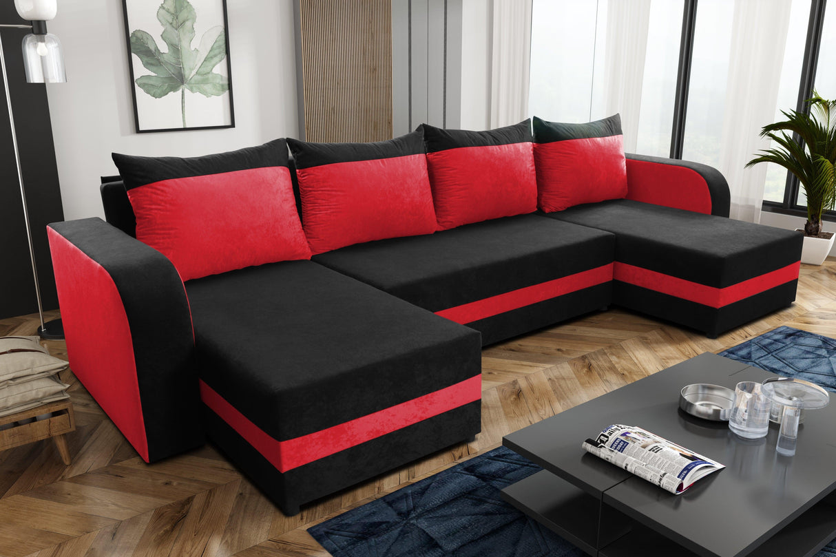 ECKSOFA BETT ALEXA U-FORM 304CM / SCHAUMSTOFF