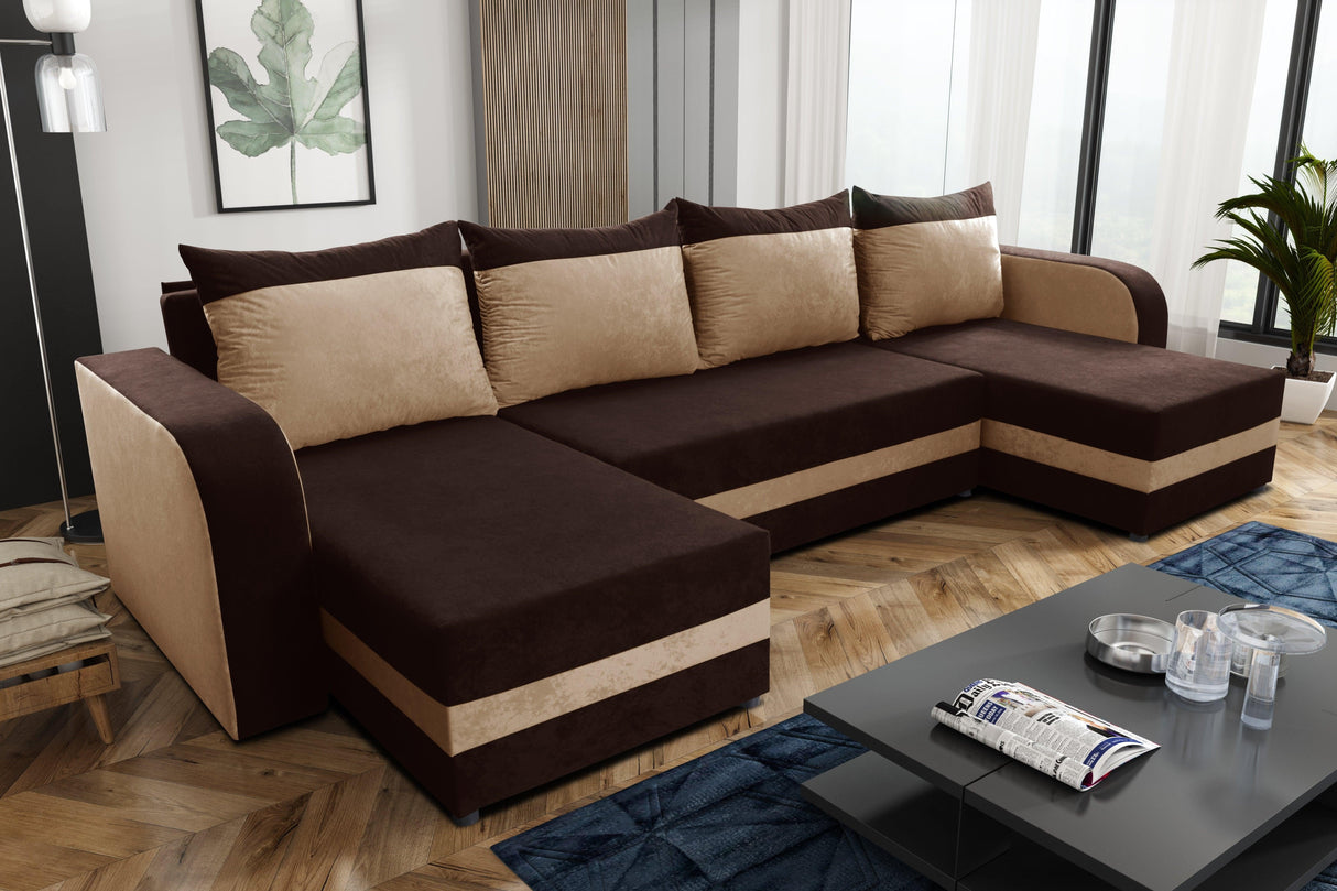 ECKSOFA BETT ALEXA U-FORM 304CM / SCHAUMSTOFF