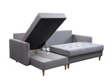 ECKSOFA BETT BRIAN 222CM + STAURAUM HOCKER / OTTOMANE MALMÖ 72 UNIVERSAL RECHTE/LINKE ECKE / BONELLFEDERN + SCHAUMSTOFF