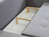 ECKSOFA BETT BRIAN 222CM + STAURAUM HOCKER / OTTOMANE MALMÖ 72 UNIVERSAL RECHTE/LINKE ECKE / BONELLFEDERN + SCHAUMSTOFF