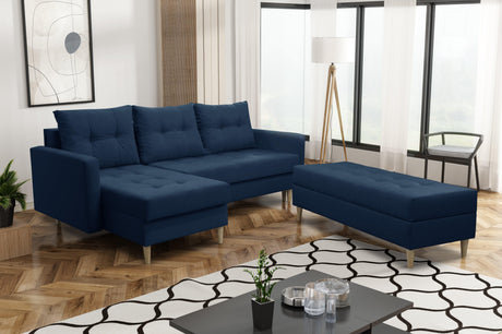 ECKSOFA BETT BRIAN 222CM + STAURAUM HOCKER / OTTOMANE FARBAUSWAHL UNIVERSAL RECHTE/LINKE ECKE / BONELL FEDERN + SCHAUMSTOFF