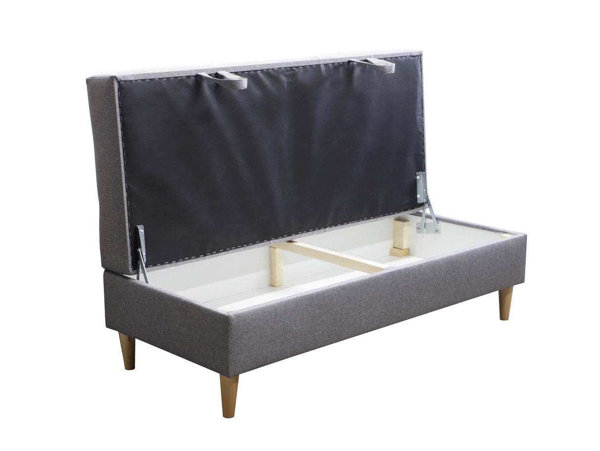 ECKSOFA BETT BRIAN 222CM + STAURAUM HOCKER / OTTOMANE MALMÖ 72 UNIVERSAL RECHTE/LINKE ECKE / BONELLFEDERN + SCHAUMSTOFF