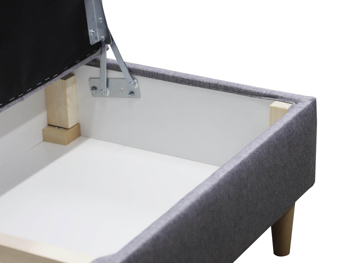 ECKSOFA BETT BRIAN 222CM + STAURAUM HOCKER / OTTOMANE MALMÖ 72 UNIVERSAL RECHTE/LINKE ECKE / BONELLFEDERN + SCHAUMSTOFF