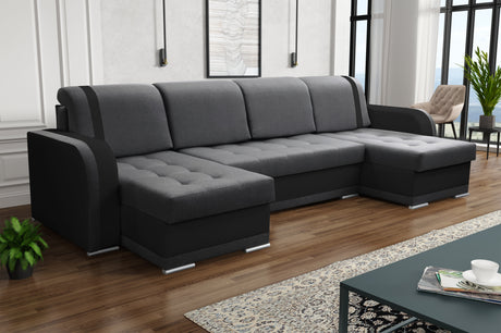 ECKSOFA BETT DINA U-FORM 308CM 3X STAURAUM AUSWAHL DER FARBE / BONELLFEDERN + SCHAUMSTOFF