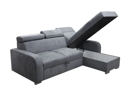 UNIVERSAL ECKSOFA BETT ASTEE 235CM ASTI8 PFLEGELEICHTER STOFF VERSTELLBARE KOPFSTÜTZE / FEDERN + SCHAUM