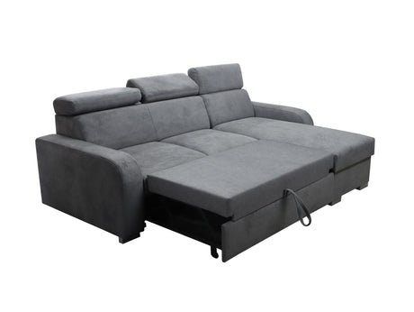 UNIVERSAL ECKSOFA BETT ASTEE 235CM CROWN18 LEICHT ZU REINIGENDER STOFF VERSTELLBARE KOPFSTÜTZE / FEDERN + SCHAUM