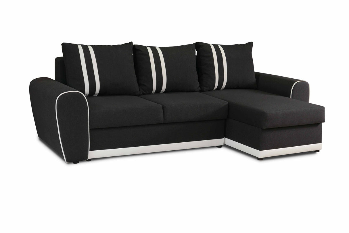 ECKSOFA BETT DORIS 246CM 2X STAURAUM UNIVERSAL RECHTE/LINKE ECKE / BONELLFEDERN + SCHAUMSTOFF