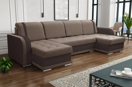 ECKSOFA BETT DINA U-FORM 308CM 3X STAURAUM AUSWAHL DER FARBE / BONELLFEDERN + SCHAUMSTOFF