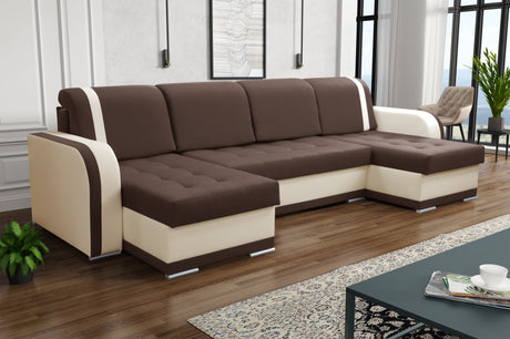 ECKSOFA BETT DINA U-FORM 308CM 3X STAURAUM AUSWAHL DER FARBE / BONELLFEDERN + SCHAUMSTOFF