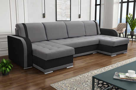 ECKSOFA BETT DINA U-FORM 308CM 3X STAURAUM AUSWAHL DER FARBE / BONELLFEDERN + SCHAUMSTOFF