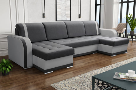 ECKSOFA BETT DINA U-FORM 308CM 3X STAURAUM AUSWAHL DER FARBE / BONELLFEDERN + SCHAUMSTOFF