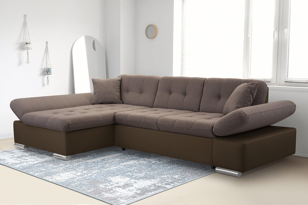 ECKSOFA BETT TOKYO BRAUN 278cm TATUM 273 / SOFT 66 / FEDERN + SCHAUM