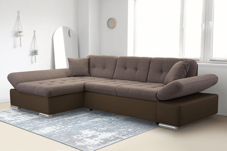 ECKSOFA BETT TOKYO BRAUN 278cm TATUM 273 / SOFT 66 / FEDERN + SCHAUM