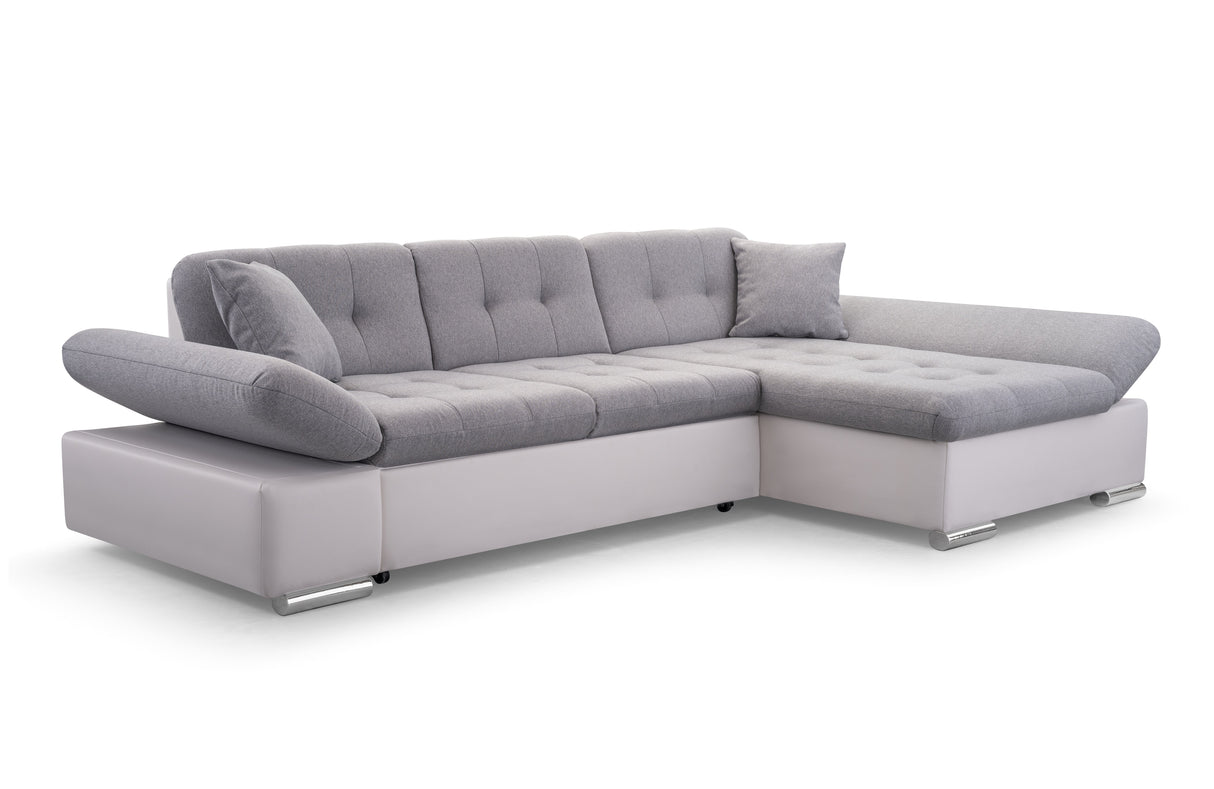 ECKSOFA BETT TOKYO GRAU/WEISS 278cm TATUM 279 / SOFT 17 / FEDERN + SCHAUM