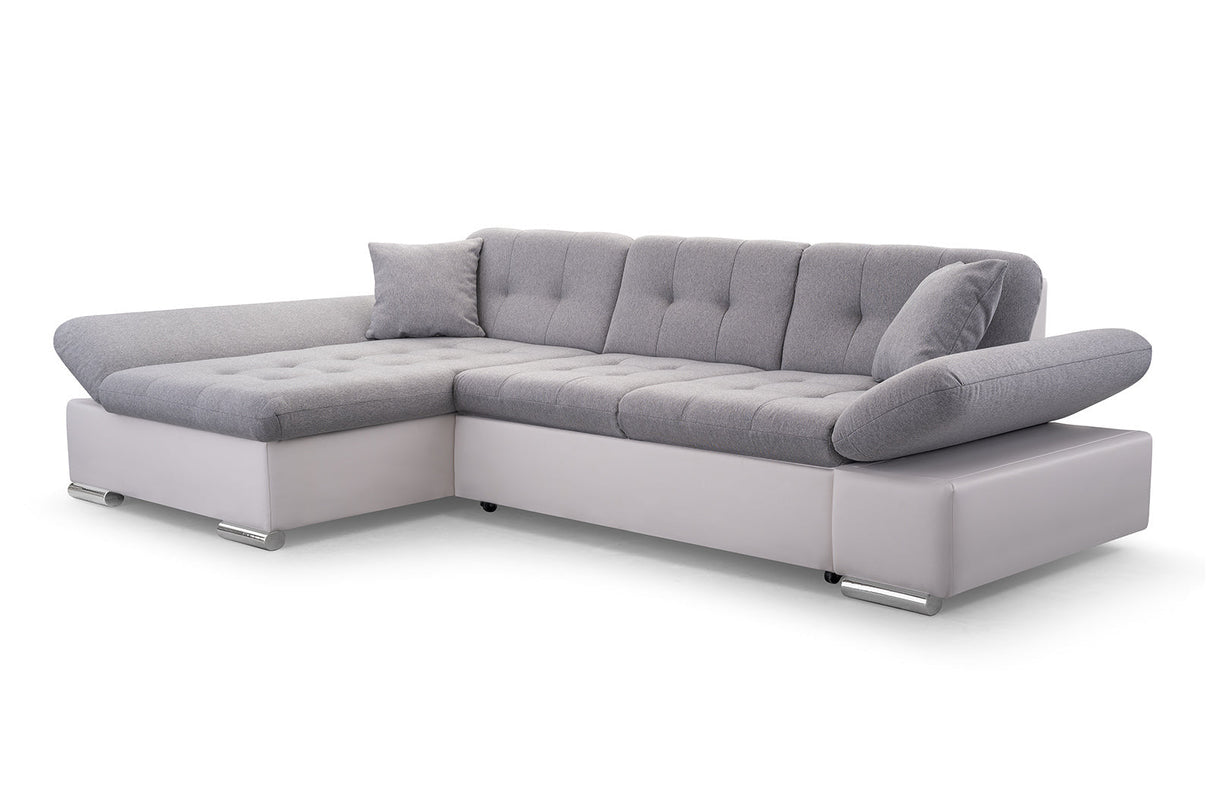 ECKSOFA BETT TOKYO GRAU/WEISS 278cm TATUM 279 / SOFT 17 / FEDERN + SCHAUM
